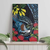 New Zealand Tui Bird Canvas Wall Art Maori Koru Mix Pohutukawa DT04 - Polynesian Pride