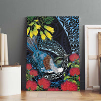 New Zealand Tui Bird Canvas Wall Art Maori Koru Mix Pohutukawa DT04 - Polynesian Pride