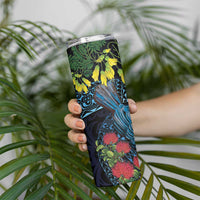 New Zealand Tui Bird Skinny Tumbler Maori Koru Mix Pohutukawa