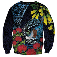 New Zealand Tui Bird Sweatshirt Maori Koru Mix Pohutukawa DT04 - Polynesian Pride