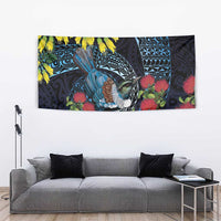 New Zealand Tui Bird Tapestry Maori Koru Mix Pohutukawa