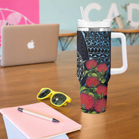 New Zealand Tui Bird Tumbler With Handle Maori Koru Mix Pohutukawa DT04 - Polynesian Pride