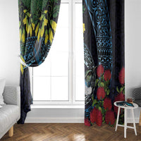 New Zealand Tui Bird Window Curtain Maori Koru Mix Pohutukawa DT04 - Polynesian Pride