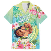 Personalised Hawaii Father's Day Family Matching Long Sleeve Bodycon Dress and Hawaiian Shirt Happy Father And Child