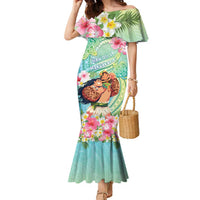 Personalised Hawaii Father's Day Family Matching Mermaid Dress and Hawaiian Shirt Happy Father And Child