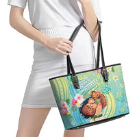 Hawaii Father's Day Leather Tote Bag Happy Father And Child DT04 - Polynesian Pride