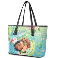 Hawaii Father's Day Leather Tote Bag Happy Father And Child DT04 - Polynesian Pride