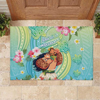 Hawaii Father's Day Rubber Doormat Happy Father And Child DT04 Green - Polynesian Pride