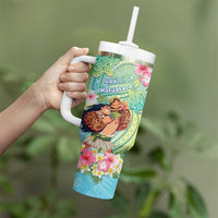 Personalised Hawaii Father's Day Tumbler With Handle Happy Father And Child