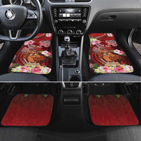 New Zealand Father's Day Car Mats Happy Father And Child DT04 Set 4pcs Red - Polynesian Pride
