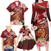 Personalised New Zealand Father's Day Family Matching Long Sleeve Bodycon Dress and Hawaiian Shirt Happy Father And Child