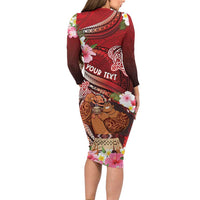 Personalised New Zealand Father's Day Family Matching Long Sleeve Bodycon Dress and Hawaiian Shirt Happy Father And Child