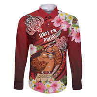 Personalised New Zealand Father's Day Family Matching Off The Shoulder Long Sleeve Dress and Hawaiian Shirt Happy Father And Child