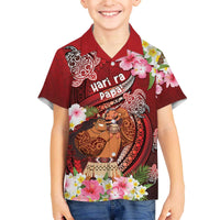 Personalised New Zealand Father's Day Family Matching Off The Shoulder Long Sleeve Dress and Hawaiian Shirt Happy Father And Child