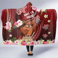 New Zealand Father's Day Hooded Blanket Happy Father And Child DT04 One Size Red - Polynesian Pride