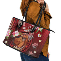 New Zealand Father's Day Leather Tote Bag Happy Father And Child DT04 - Polynesian Pride