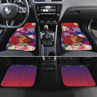 Samoa Father's Day Car Mats Happy Father And Child DT04 Set 4pcs Red - Polynesian Pride