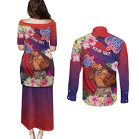 Personalised Samoa Father's Day Couples Matching Puletasi and Long Sleeve Button Shirt Happy Father And Child DT04 - Polynesian Pride