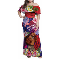 Personalised Samoa Father's Day Family Matching Off Shoulder Maxi Dress and Hawaiian Shirt Happy Father And Child