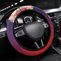 Samoa Father's Day Steering Wheel Cover Happy Father And Child DT04 Universal Fit Red - Polynesian Pride