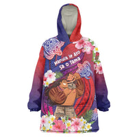 Personalised Samoa Father's Day Wearable Blanket Hoodie Happy Father And Child DT04 One Size Red - Polynesian Pride