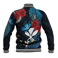 Hawaii Butterfly Baseball Jacket Kanaka Maoli Mix Hibiscus