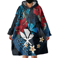 Hawaii Butterfly Wearable Blanket Hoodie Kanaka Maoli Mix Hibiscus