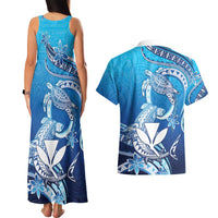 Hawaii Couples Matching Tank Maxi Dress and Hawaiian Shirt Turtle With Hammerhead Shark Oceanic DT04 - Polynesian Pride