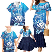 Hawaii Family Matching Mermaid Dress and Hawaiian Shirt Turtle With Hammerhead Shark Oceanic