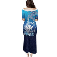 Hawaii Family Matching Puletasi and Hawaiian Shirt Turtle With Hammerhead Shark Oceanic