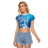 Hawaii Raglan Cropped T Shirt Turtle With Hammerhead Shark Oceanic