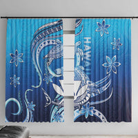 Hawaii Window Curtain Turtle With Hammerhead Shark Oceanic DT04 With Hooks Blue - Polynesian Pride