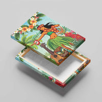Hawaii Lei Day Canvas Wall Art Hula Girl With Tropical Forest