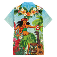 Hawaii Lei Day Family Matching Summer Maxi Dress and Hawaiian Shirt Hula Girl With Tropical Forest
