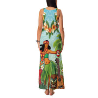 Hawaii Lei Day Family Matching Tank Maxi Dress and Hawaiian Shirt Hula Girl With Tropical Forest