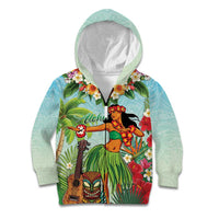 Hawaii Lei Day Kid Hoodie Hula Girl With Tropical Forest