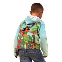 Hawaii Lei Day Kid Hoodie Hula Girl With Tropical Forest