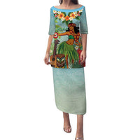 Hawaii Lei Day Puletasi Hula Girl With Tropical Forest