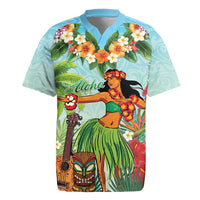 Hawaii Lei Day Rugby Jersey Hula Girl With Tropical Forest