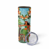 Hawaii Lei Day Skinny Tumbler Hula Girl With Tropical Forest