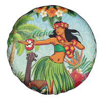 Hawaii Lei Day Spare Tire Cover Hula Girl With Tropical Forest
