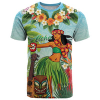 Hawaii Lei Day T Shirt Hula Girl With Tropical Forest