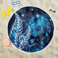 New Zealand Matariki Beach Blanket Maori Koru Mix Silver Fern