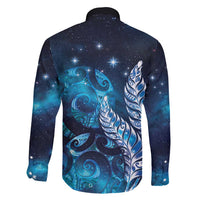 New Zealand Matariki Family Matching Long Sleeve Bodycon Dress and Hawaiian Shirt Maori Koru Mix Silver Fern
