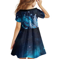 New Zealand Matariki Family Matching Short Sleeve Bodycon Dress and Hawaiian Shirt Maori Koru Mix Silver Fern