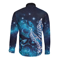 New Zealand Matariki Long Sleeve Button Shirt Maori Koru Mix Silver Fern