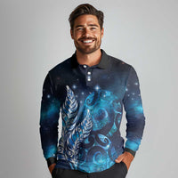 New Zealand Matariki Long Sleeve Polo Shirt Maori Koru Mix Silver Fern