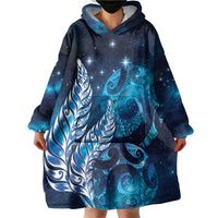 New Zealand Matariki Wearable Blanket Hoodie Maori Koru Mix Silver Fern