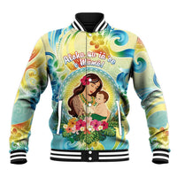 Personalised Hawaii Mother's Day Baseball Jacket I Love You Mom DT04 Unisex Yellow - Polynesian Pride