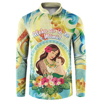 Personalised Hawaii Mother's Day Button Sweatshirt I Love You Mom DT04 Yellow - Polynesian Pride